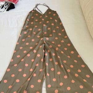 Zara Brown and Pink Polka Dot Jumpsuit